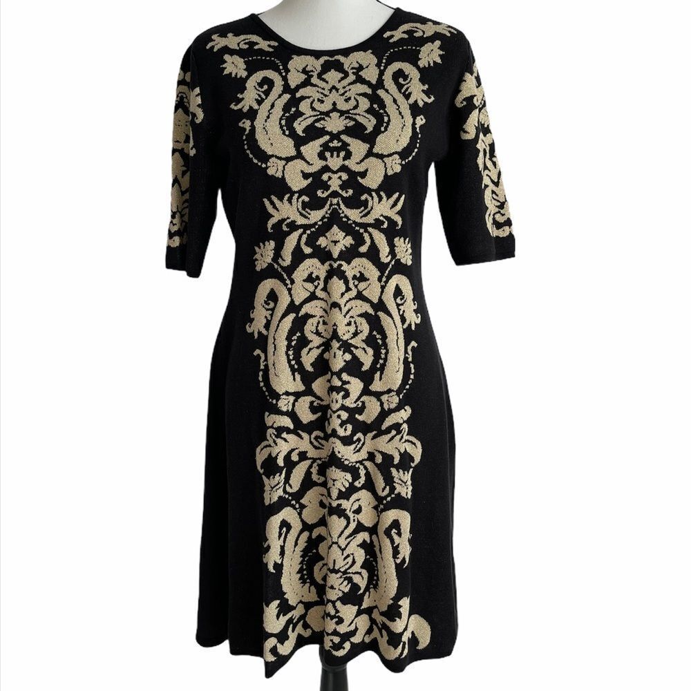 ECI Knit Black/ Metallic Gold Dress